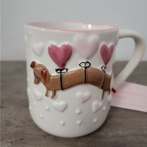 Dachshund Dog Mug with Pink Hearts Ballons